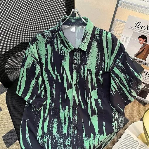 Riolio New Tie-dye Short Sleeve Shirts For Men Beach Streetwear Oversized T Shirt Man Elegant Fashion Harajuku Hawaiian Tops - Image 4