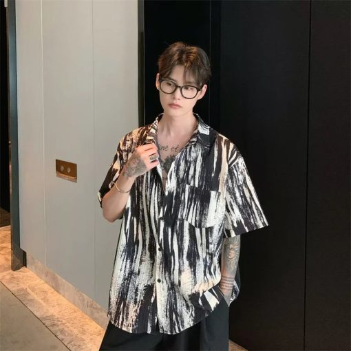 Riolio New Tie-dye Short Sleeve Shirts For Men Beach Streetwear Oversized T Shirt Man Elegant Fashion Harajuku Hawaiian Tops - Image 3