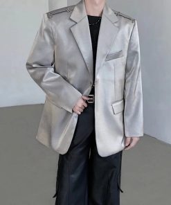 Riolio High Grade Metal Ring Blazers Men Leisure Loose Suit Jackets Male Lapel Fashion Streetwear Coat All-match Korean Suit-tops