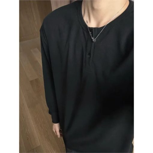 Riolio Warm Henry Collar Long Sleeve T shirt For Men Spring Autumn Casual Mens T-shirts Unisex Tee Tops Classic Clothes Men's T-Shirts - Image 6