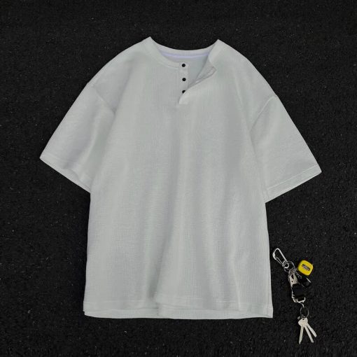Riolio Summer Short Sleeved T-shirt Men White Checkered T Shirt Men Streetwear Korean Loose Round Neck T Shirt Mens Top Large Size 4XL - Image 2